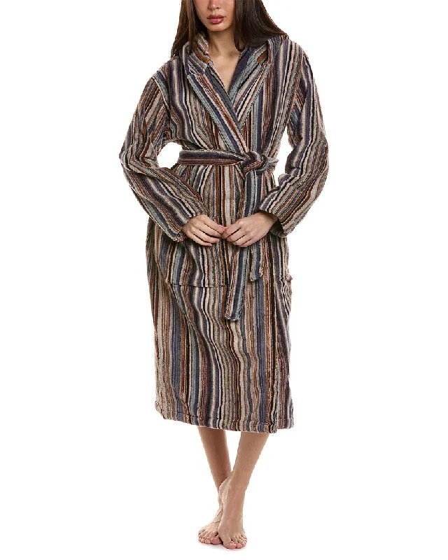 Soft cotton pajamas for women's comfort-Missoni Home Jazz Hooded Bathrobe