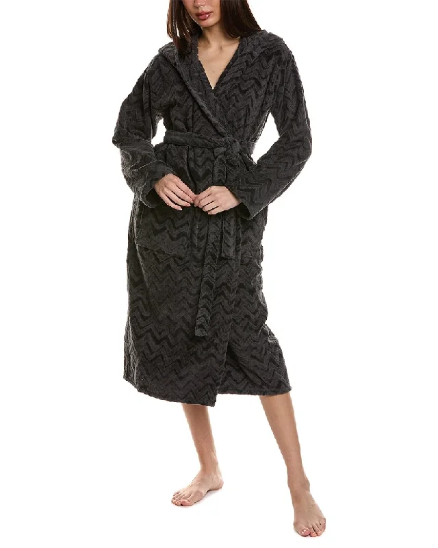 Women's pajamas with long sleeves-Missoni Home Rex Hooded Bathrobe