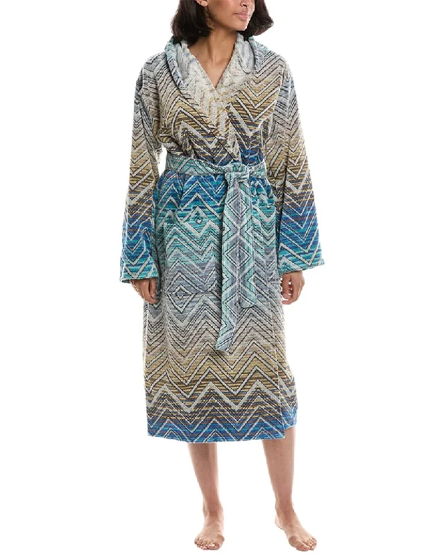 Women's pajamas set for sleeping-Missoni Home Tolomeo Hooded Bathrobe