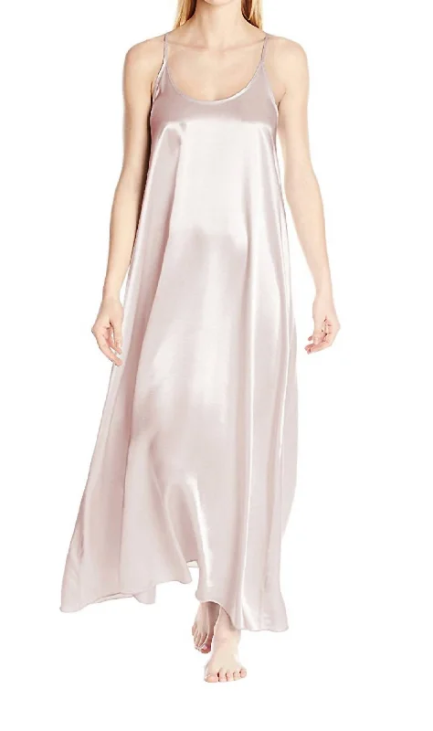 Women's pajamas with modern design-Monrow Satin Long Nightgown With Gathered Back In Blush