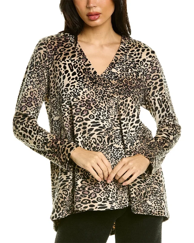 Elegant women's pajamas with satin fabric-N Natori Velour Lounge Top