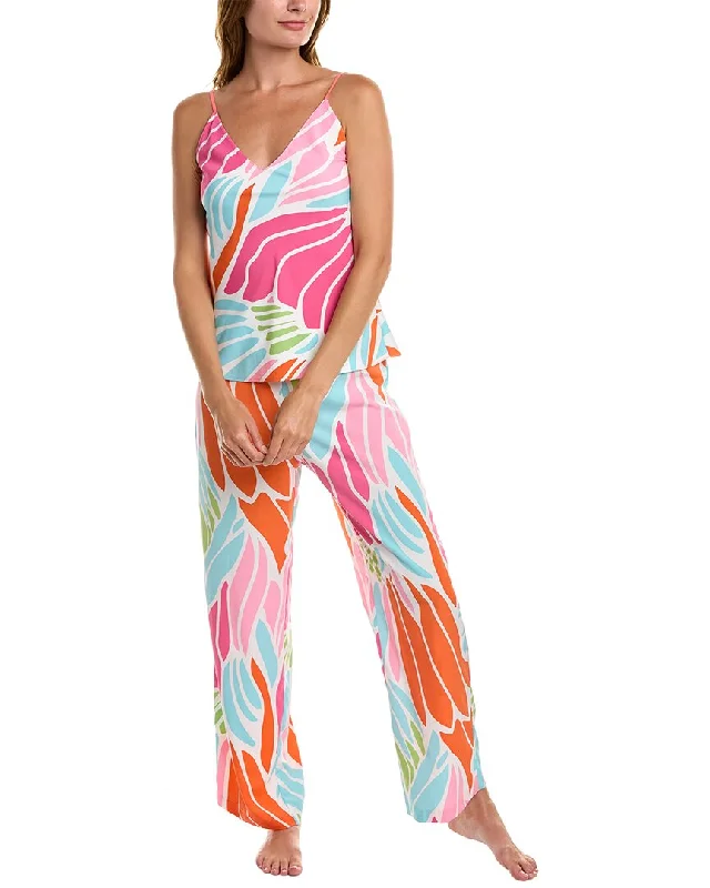 Women's pajamas with cotton material for breathability-Natori 2pc Papillon Cami Pajama Set