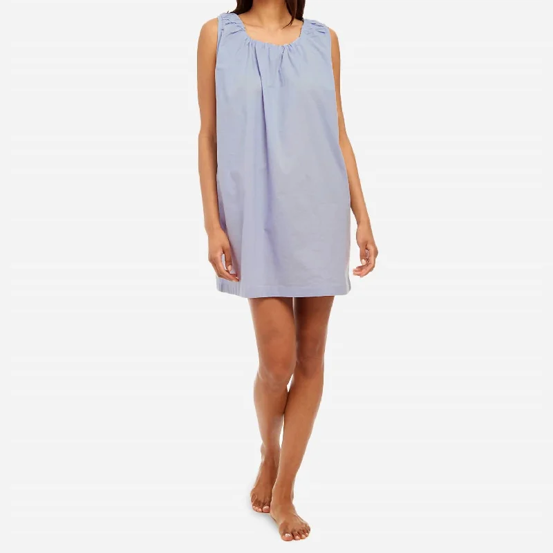 Women's pajamas with cool cotton fabric-Night Dress In Powder Blue