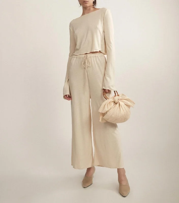 Soft women's pajamas for bedtime relaxation-Ora Lounge Pant In Natural