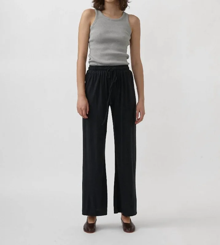 Comfortable women's pajamas with delicate design-Ora Silk-Wool Lounge Pant In Black Comfortable women's pajamas with delicate design-Ora Silk-Wool Lounge Pant In Black