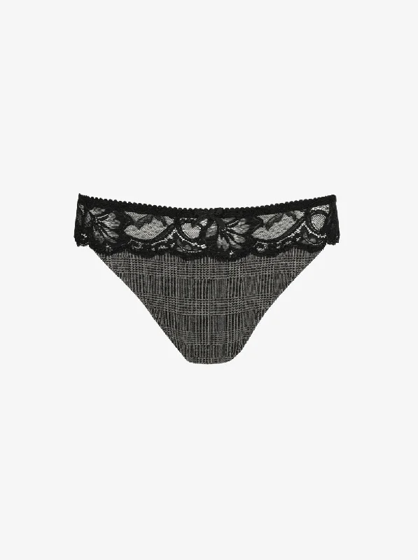 High-rise women's panties for shaping-Madison Thong - Black Tailor
