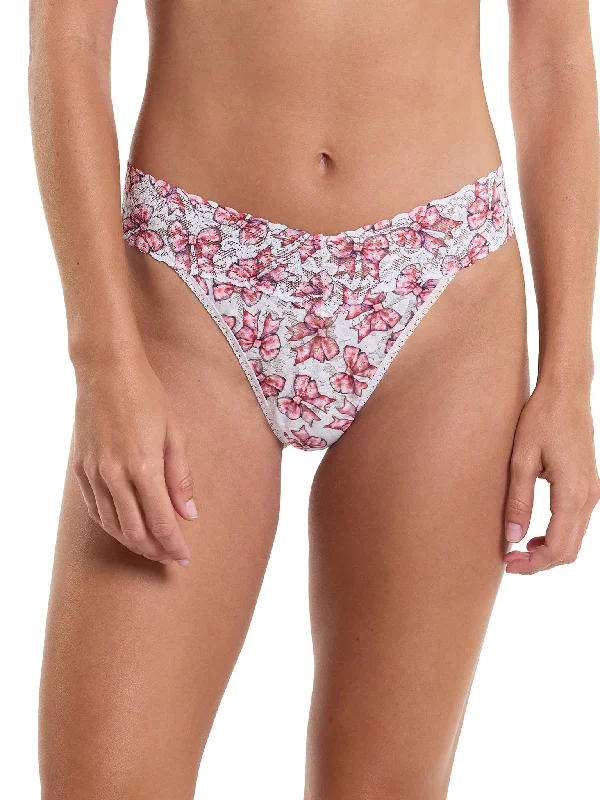 Women's panties for comfortable all-day wear-Printed Signature Lace Original Rise Thong Gifted