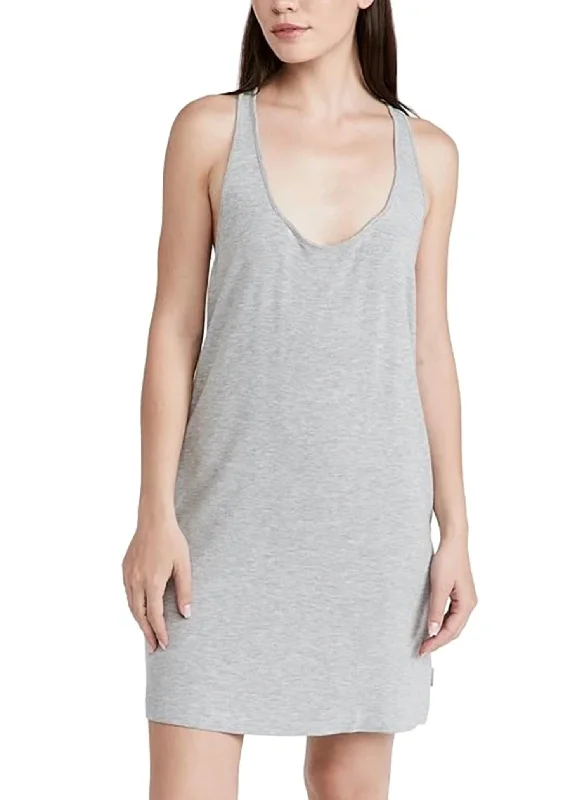 Women's pajamas set with full-length pants-Pure Rib Nightshirt In Grey Heather