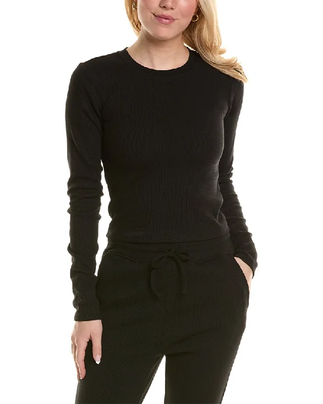 Trendy women's pajamas set for home-Rachel Parcell Waffle Top