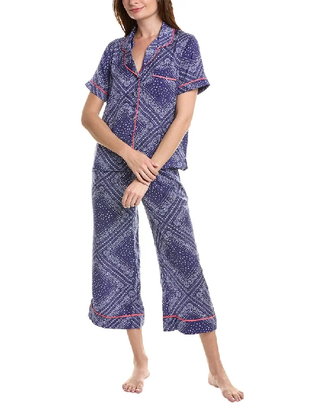 Cozy women's pajamas with pants-Room Service 2pc Top & Crop Pant Pajama Set