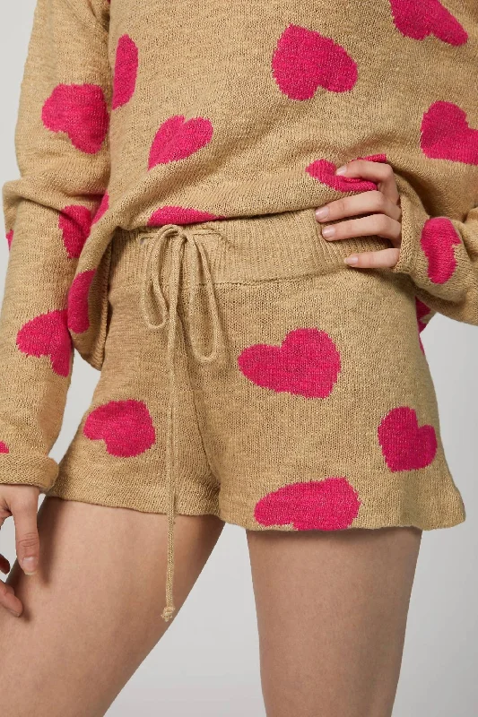 Comfortable sleepwear pajamas set for women-Sandy Short In Taupe Heart