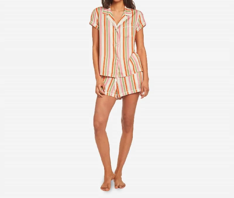 Women's pajamas with light, breathable fabric-Sasi Sustainable Tencel Pj Set In Drift Multi Stripe