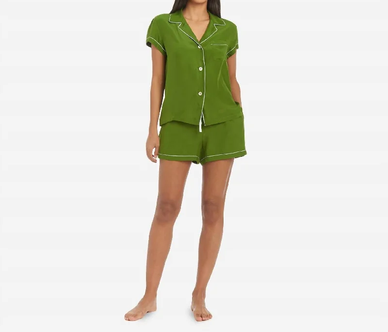 Relaxing women's pajamas with soft material-Sasi Washable Silk Pj Set In Matcha