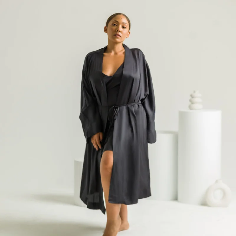 Cozy women's pajamas for winter nights-Sateen Robe