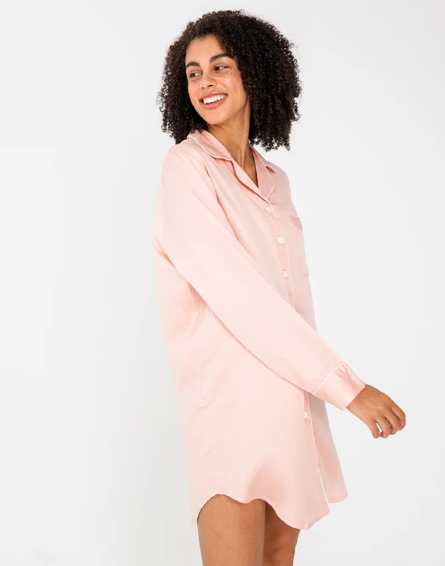 Elegant pajamas set for a luxurious sleep-Sateen Sleep Shirt