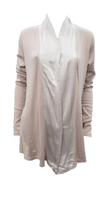 Cozy pajamas set for women-Shelby Satin Trimmed Robe With Pockets In Clay