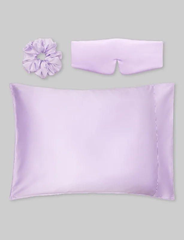 Soft women's pajamas for cool evenings-Silk Scrunchie, Eye Mask and Pillowcase