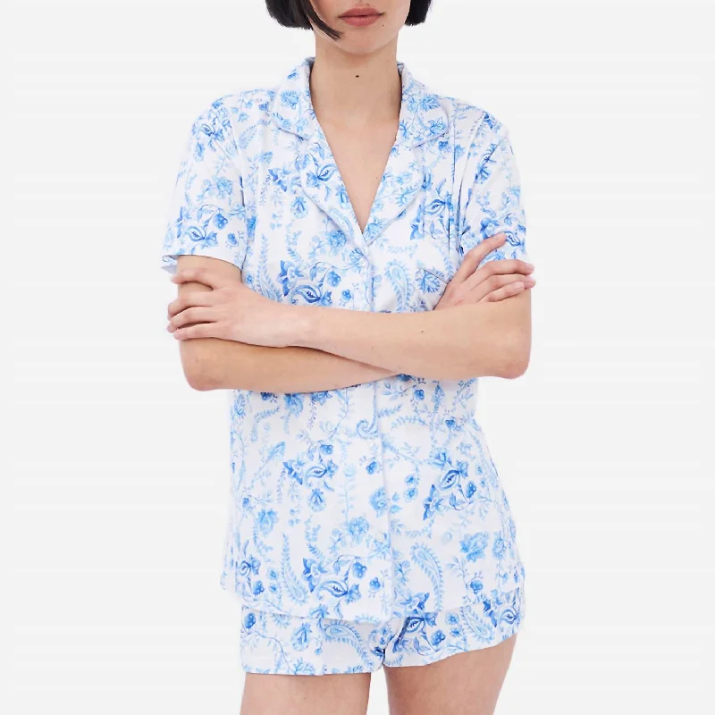 Women's pajamas set for all seasons-Soft Tencel Modal Short Paisley Pajama Set In Spring Paisley