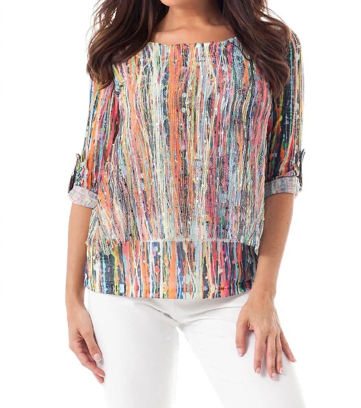 Elegant women's pajamas for ultimate luxury-Splattered Painted Layered Set In White Multi