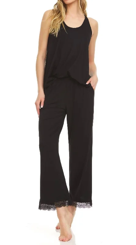 Women's pajamas with a relaxed fit for lounging-Stephanie Iic Pajama Set In Black