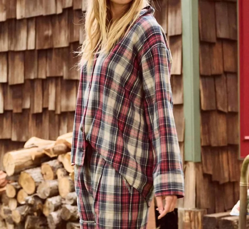 Comfortable women's pajamas for lounging-The Pajama Shirt In Blueridge Plaid