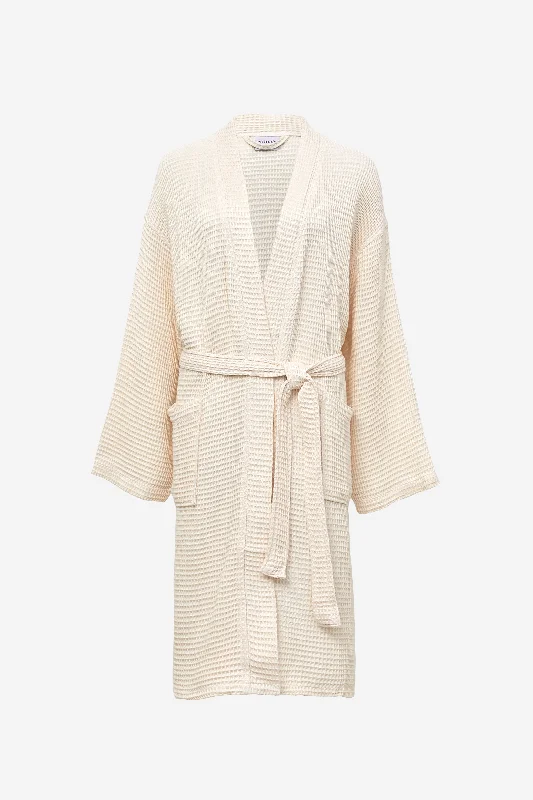 Soft and stylish women's pajamas set-Waffle Bathrobe