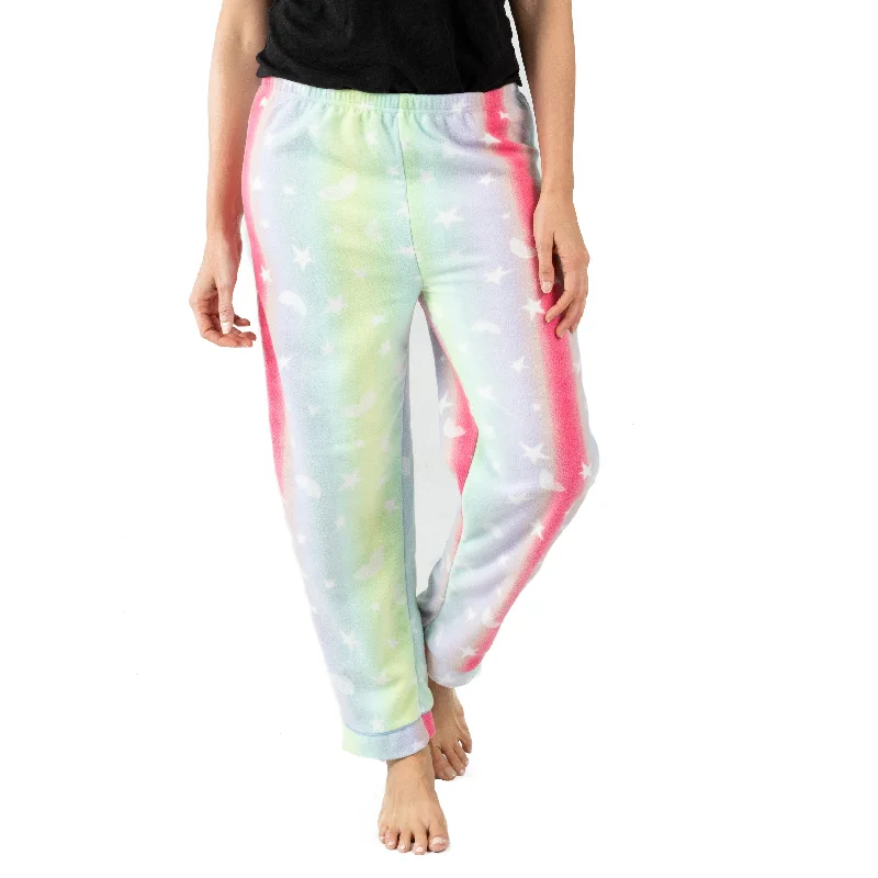 Women's pajamas with comfortable fit waistband-Womens Fleece Pajama Pants Stars