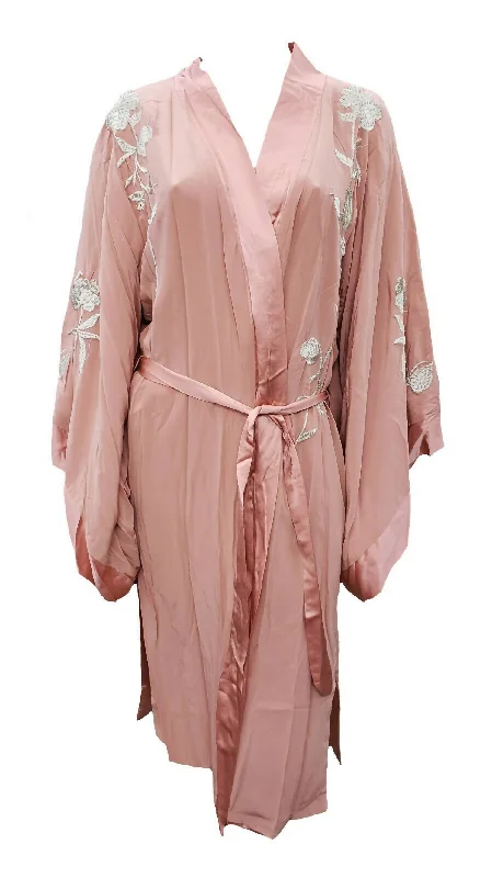 Cozy women's pajamas with short pants-Women's Pastel Reversible Kimono In Mauve Glow Cozy women's pajamas with short pants-Women's Pastel Reversible Kimono In Mauve Glow