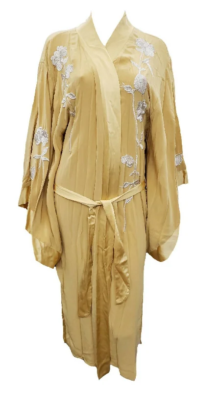 Trendy women's pajamas set for home-Women's Pastel Reversible Kimono In New Wheat