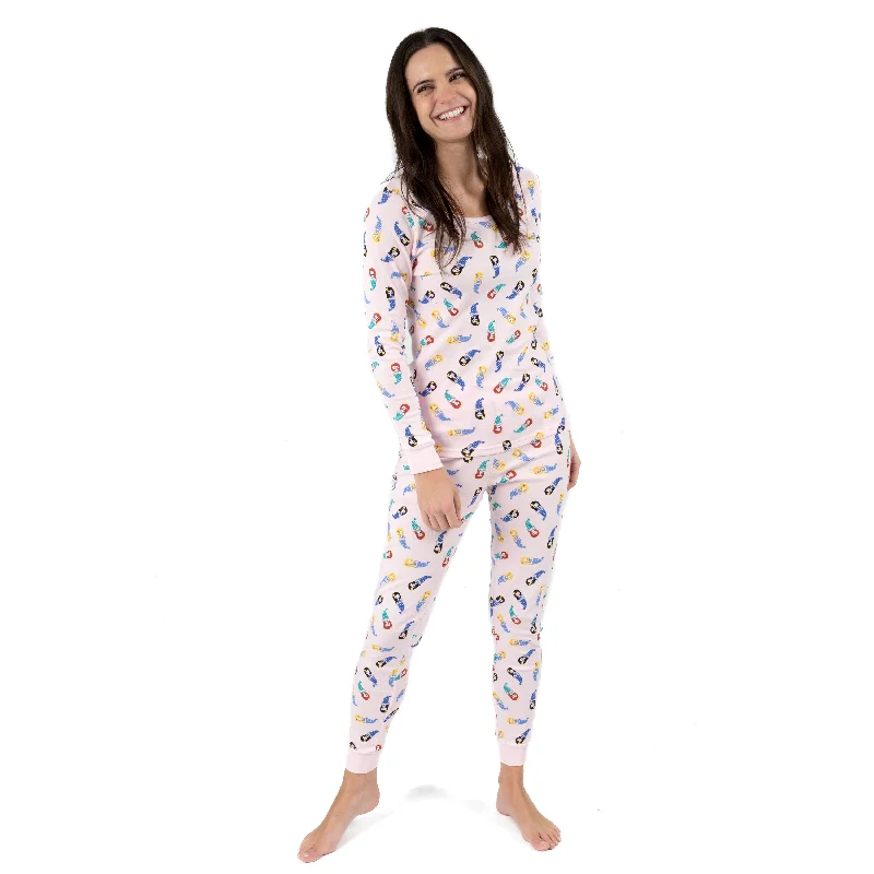 Elegant pajamas set for a luxurious sleep-Womens Two Piece Cotton Pajamas Mermaid