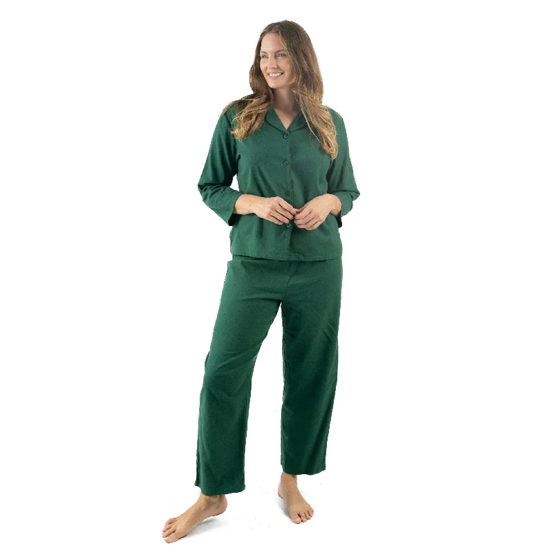 Cozy women's pajamas for summer nights-Womens Two Piece Flannel Pajamas