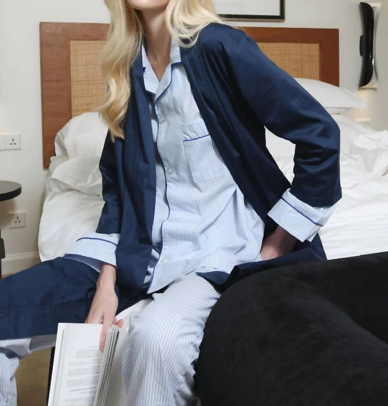 Soft women's pajamas for a relaxing evening-Zoe Cotton Robe In Indigo