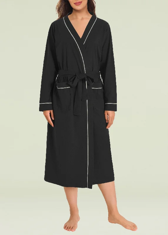 Cozy women's robe sets for indoors-Women's Cotton Kimono Robe Long Bathrobe