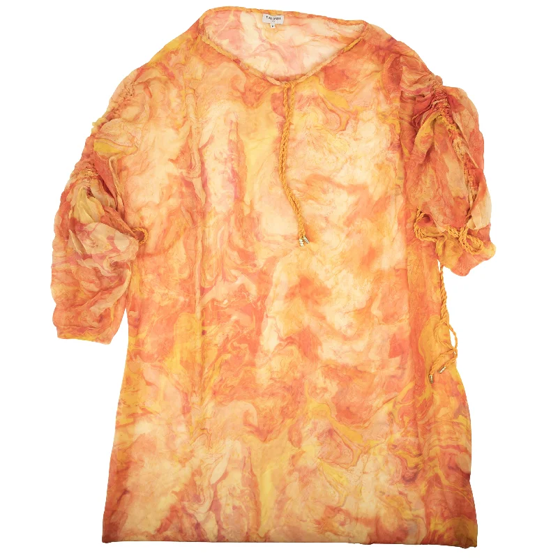 Plush women's robe sets for extra warmth-PALOMO Blood Orange Marble Print Silk Robe Plush women's robe sets for extra warmth-PALOMO Blood Orange Marble Print Silk Robe