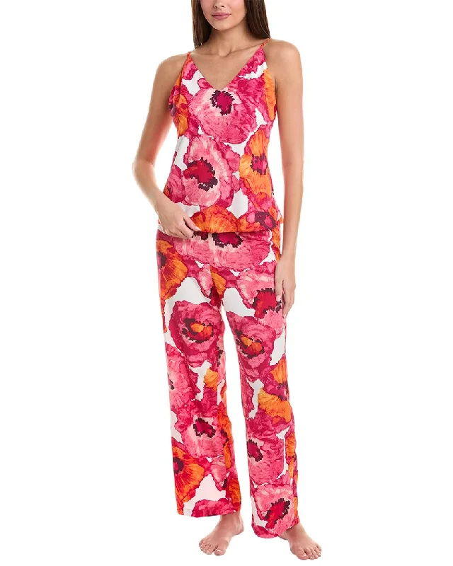 Soft fleece robe sets with plush texture-Natori 2Pc Poppy Pajama Set