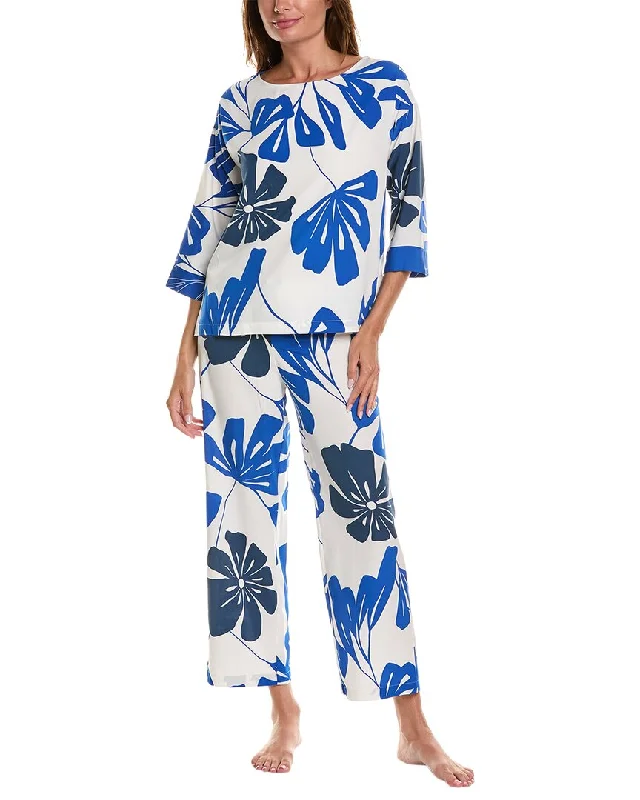 Cotton women's robe sets-Natori Palma Pajama Pant Set