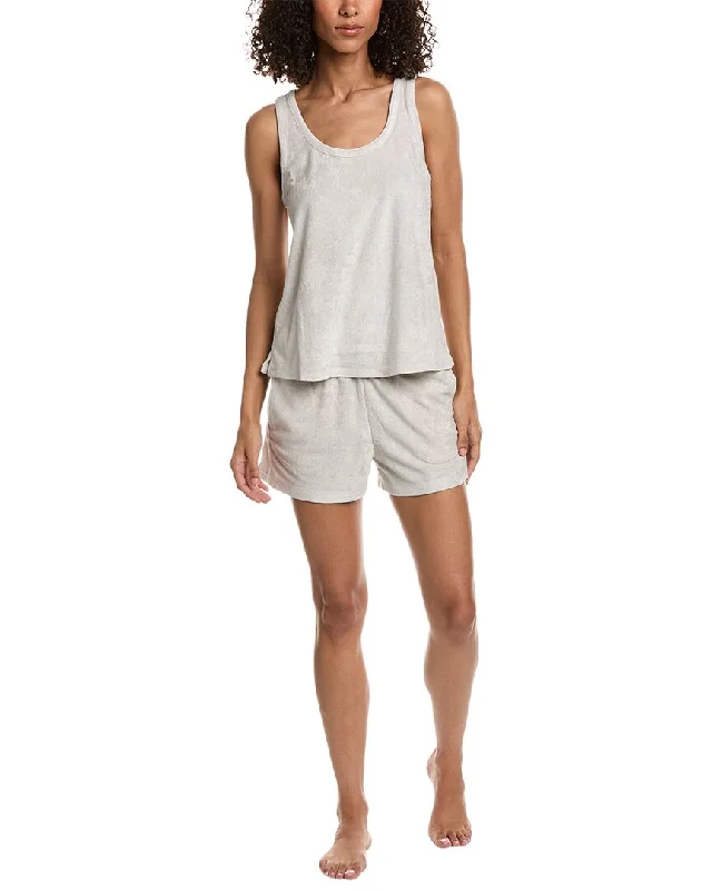 Women's robe sets for a peaceful night-Barefoot Dreams 2Pc Cozyterry & Luxechic Mix Tank & Short Set Women's robe sets for a peaceful night-Barefoot Dreams 2Pc Cozyterry & Luxechic Mix Tank & Short Set