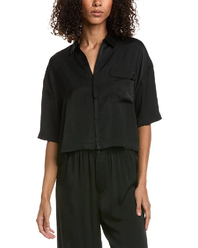 Women's robe sets with elegant designs-Barefoot Dreams Washed Satin Cropped Dream Shirt Women's robe sets with elegant designs-Barefoot Dreams Washed Satin Cropped Dream Shirt