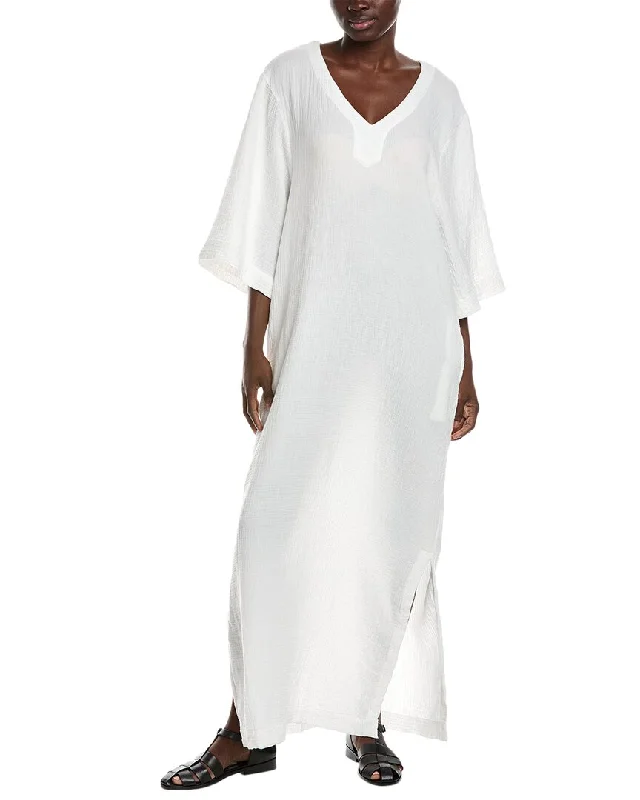 Women's robe sets for lounging around-Barefoot Dreams Malibu Collection Sun Soaked Crinkle V-Neck Caftan Women's robe sets for lounging around-Barefoot Dreams Malibu Collection Sun Soaked Crinkle V-Neck Caftan