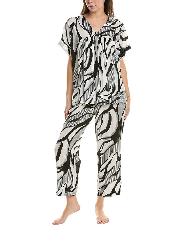 Women's robe sets with adjustable fit-Donna Karan Sleepwear 2Pc Top & Cropped Pant Sleep Set Women's robe sets with adjustable fit-Donna Karan Sleepwear 2Pc Top & Cropped Pant Sleep Set