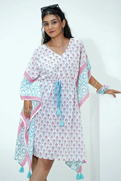 Comfortable women's robe sets-Candy Corn Hand Block Printed Kaftan