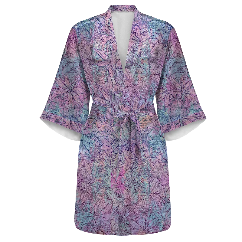Classic women's robe sets-Cann~ Pattern All Over Print Women's Satin Kimono Robe
