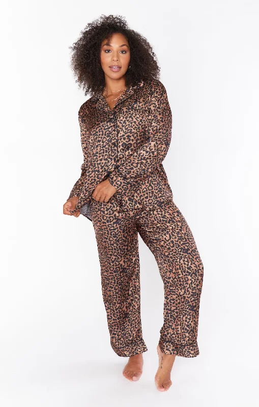 Women's robe sets with matching sleep shorts-Classic PJ Set ~ Wild Cheetah