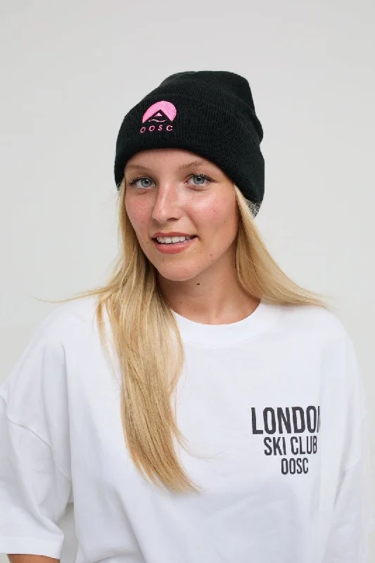 Women's robe sets with beautiful patterns-Classique Beanie - Black with Pink Logo