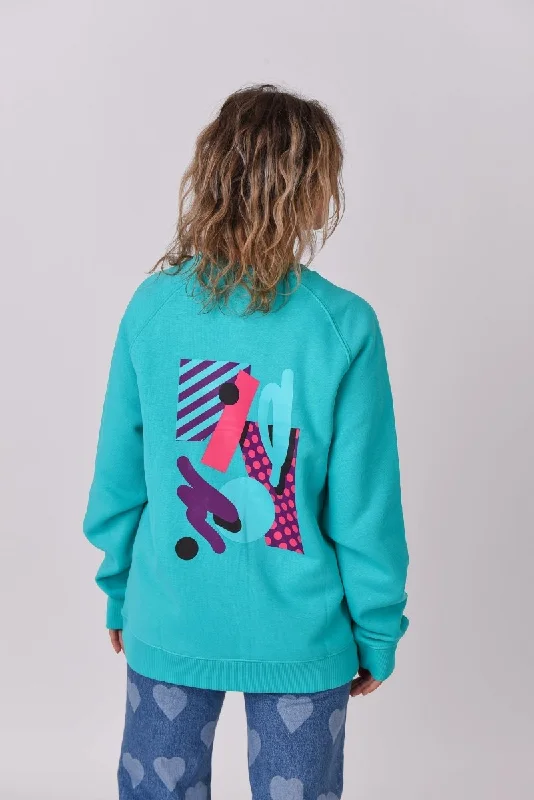 Short women's robe sets-Penfold Sweatshirt - Aqua
