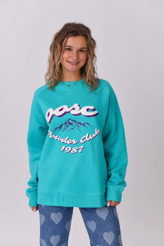 Women's robe sets with soft cotton material-Powder Club Sweatshirt - Aqua