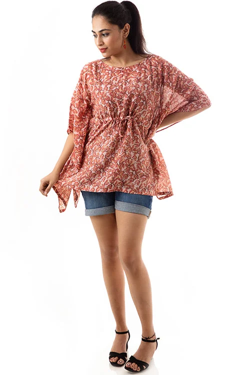 Luxury robe sets for women with satin finish-Creative Bee 'TULIP' Natural Dyed Block-Print Handwoven Cotton Kaftan Luxury robe sets for women with satin finish-Creative Bee 'TULIP' Natural Dyed Block-Print Handwoven Cotton Kaftan