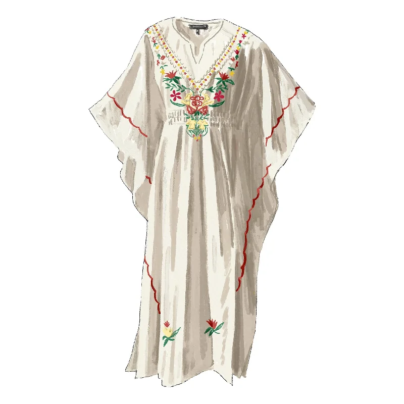 Women's robe sets for ultimate comfort-Ikarian Embroidered Caftan