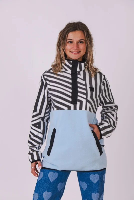 Women's robe sets with floral embroidery-Fall Line Fleece Baby Blue - Women's