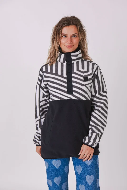 Stylish women's robe sets with soft touch-Fall Line Fleece Black - Women's
